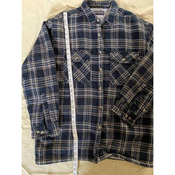 David Taylor Shacket Yellow Navy Plaid Flannel Cabincore Lumberjack L-XL - Picture 5 of 7